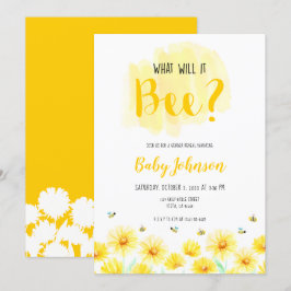 Invitación ¿Qué será? Mostrar el tema de la abeja amarillo