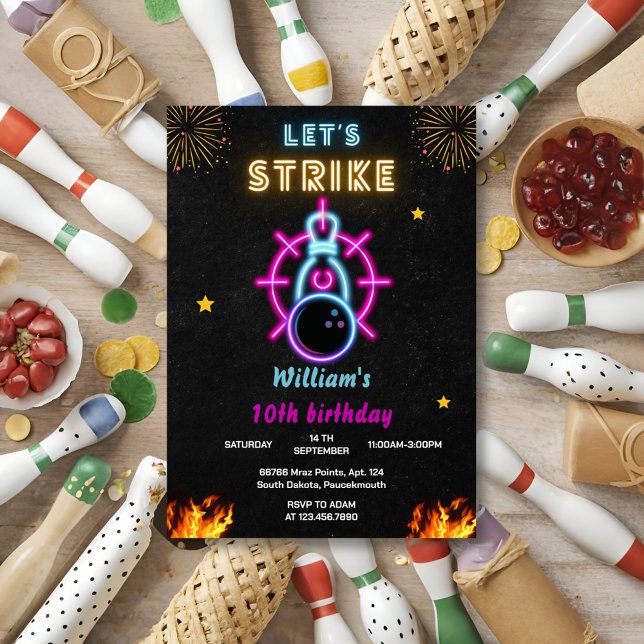 Invitación Que Strike sea un deporte azul genial Bowling 10 c (Subido por el creador)