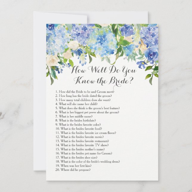 Invitación ¿Qué tan bien conoce a la novia? (Anverso)