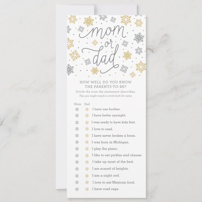 Invitación ¿Qué tan bien conoces el juego de Baby Shower Snow (Anverso)