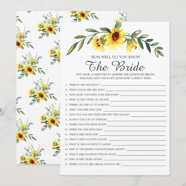 Invitación ¿Qué tan bien conoces el juego de la ducha de novi (Anverso / Reverso)