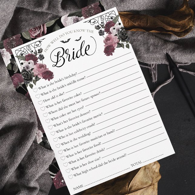 Invitación ¿Qué tan bien conoces el juego de la ducha de novi (How Well Do You Know the Bride Bridal Shower Game Invitation)