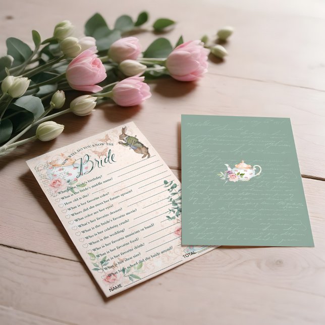 Invitación ¿Qué tan bien conoces el juego de la ducha de novi (How Well Do You Know the Bride Bridal Shower Game Invitation)