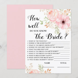 Invitación Qué tan bien conoces el juego de novias florales