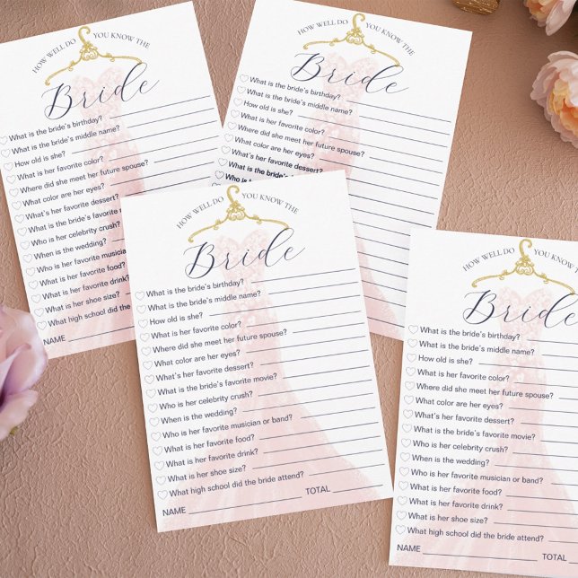 Invitación ¿Qué tan bien conoces el juego de vestimenta de Bo (How Well Do You Know the Bride Wedding Dress Game Invitation)