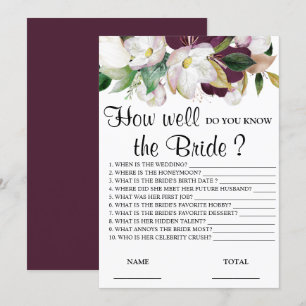 Invitación Qué tan bien conoces el juego floral de novias