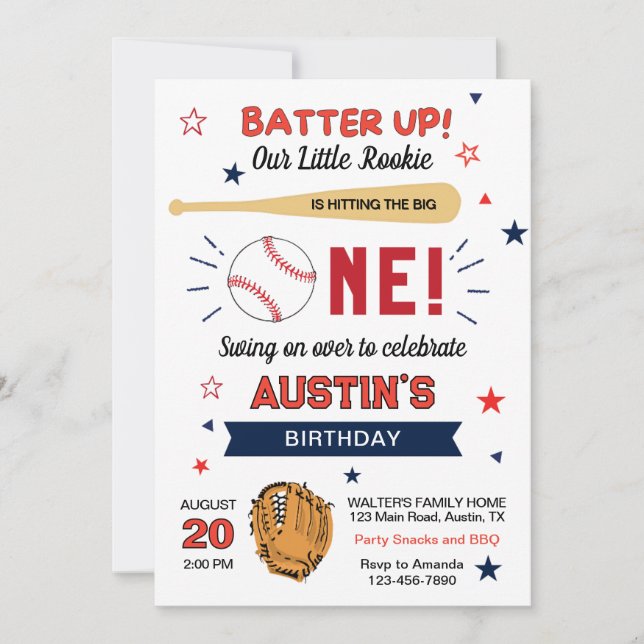 Invitación ¡Que te den una paliza! Cute Béisbol Tema fiesta d (Anverso)