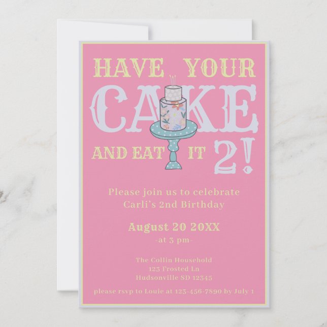 Invitación Que tus Chicas graciosos de pasteles tengan su seg (Anverso)