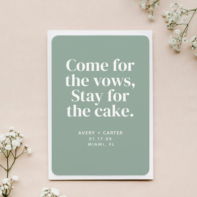 Invitación Quédate para la boda cómica de pasteles Salven la  (Subido por el creador)
