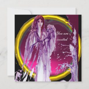 Invitación QUEEN GUINEVERE amarillo morado negro