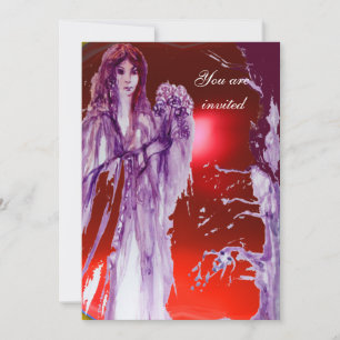 Invitación QUEEN GUINEVERE Fantasía Púrpura Roja