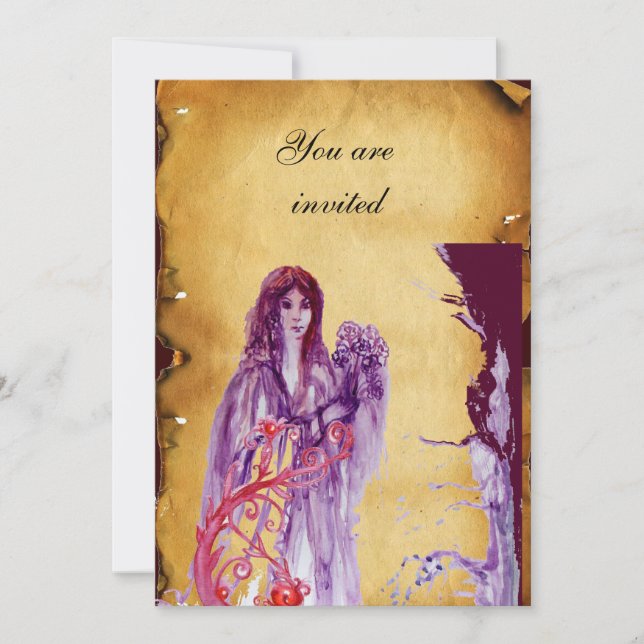 Invitación QUEEN GUINEVERE, pergamino marrón (Anverso)