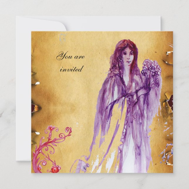 Invitación QUEEN GUINEVERE, pergamino marrón (Anverso)