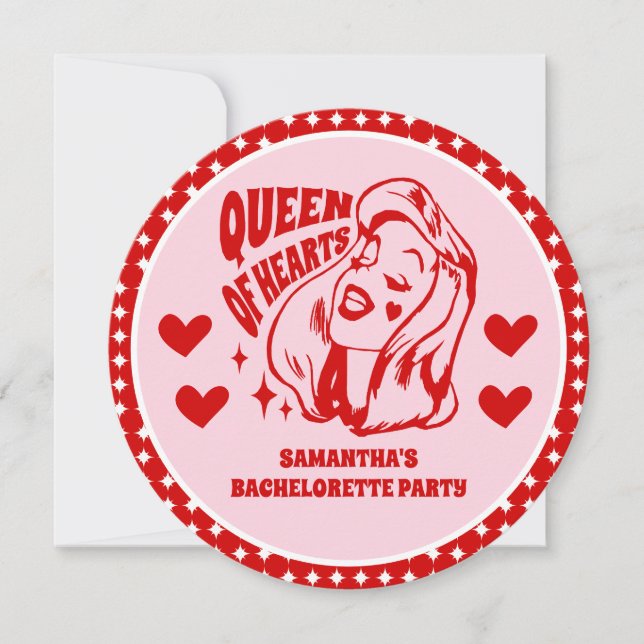 Invitación Queen of Hearts Bachelorette Party Invitation (Anverso)