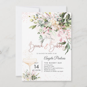Invitación Quema de brunch de goma rosa de color de agua de P