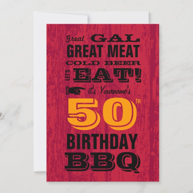 Invitación Quemador de barbacoa de cumpleaños número 50 (Anverso)