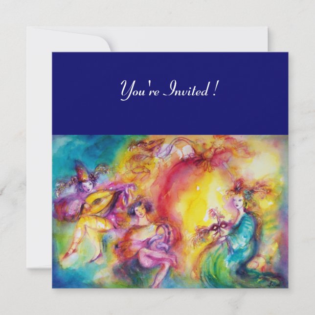 Invitación QUEMANDO EL CARNAVAL, Baile de Máscaras de Mardi G (Anverso)