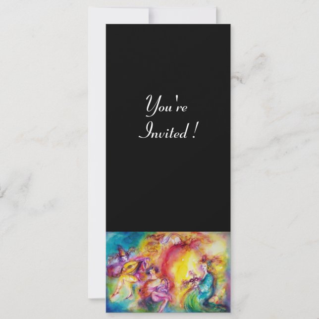 Invitación QUEMANDO EL CARNAVAL, Baile de Máscaras de Mardi G (Anverso)