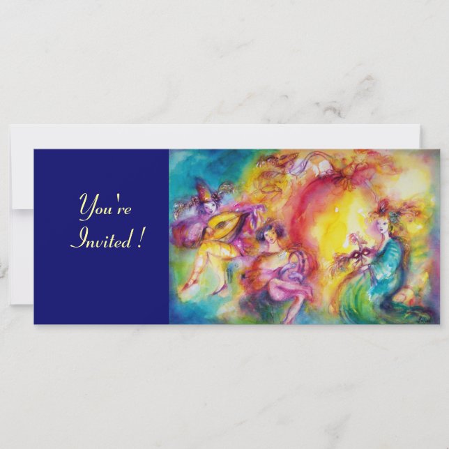 Invitación QUEMANDO EL CARNAVAL, Baile de Máscaras de Mardi G (Anverso)