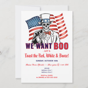 Invitación Queremos un Boo Patriótico Fiesta de Disfraces de
