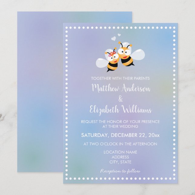 Invitación Quería Ser Un Hermoso Boda De Sueño (Anverso / Reverso)