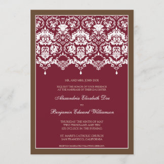 Invitación querida de la boda del cordón 5x7 del