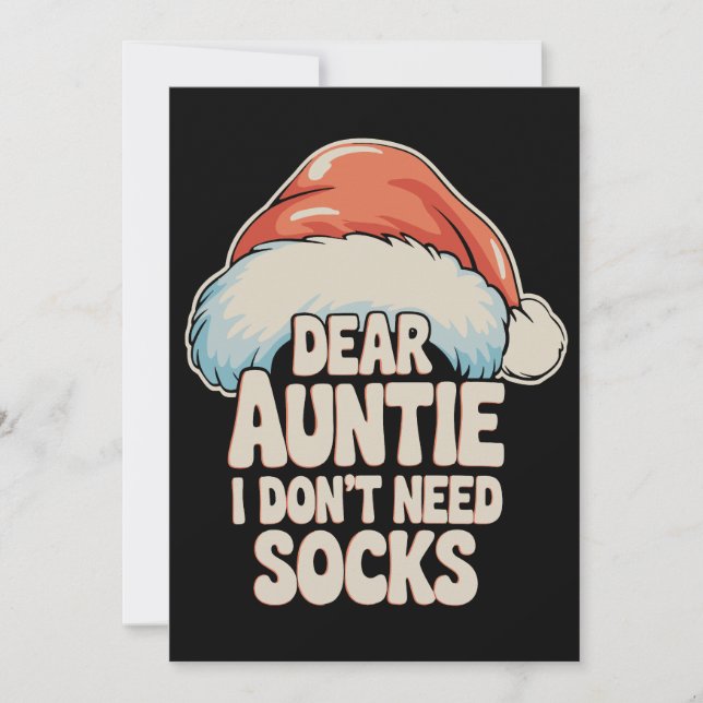 Invitación Querida Tía No Necesito Calcetines Gorro de Santa  (Anverso)