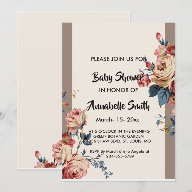 Invitación querido Baby Shower (Anverso / Reverso)