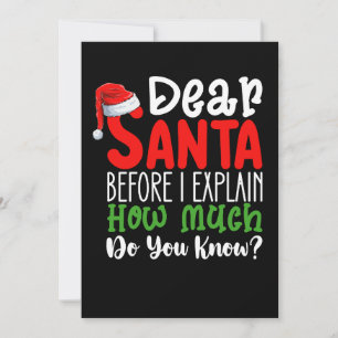 Invitación Querido Santa Antes de que explique ¿Cuánto sabes?