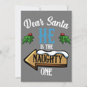 Invitación Querido Santa Él Es El Travieso Uno Divertida Pare