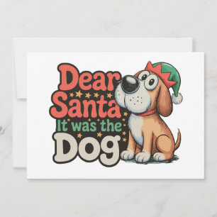 Invitación Querido Santa Fue El Perro Sombrero Navidad Xmas