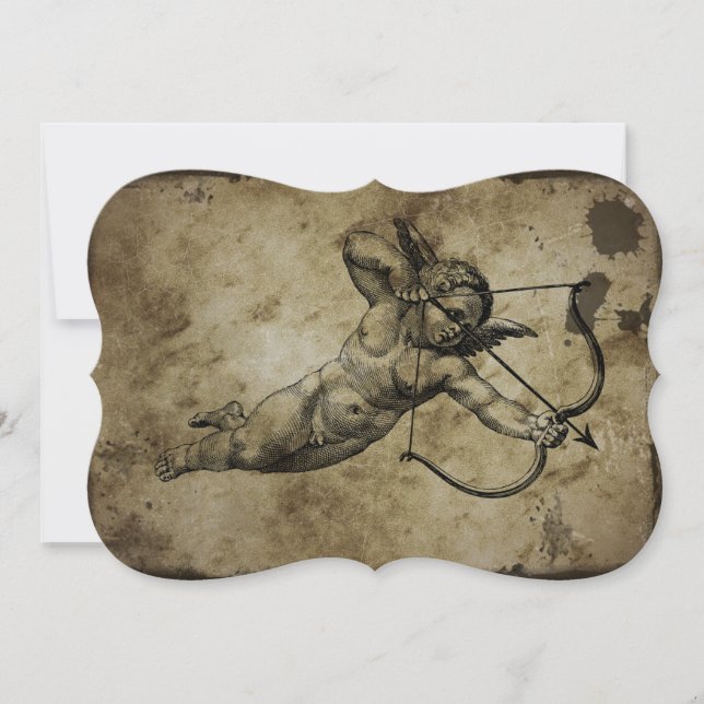 Invitación Querubín Antiguo Cupido Amor (Anverso)
