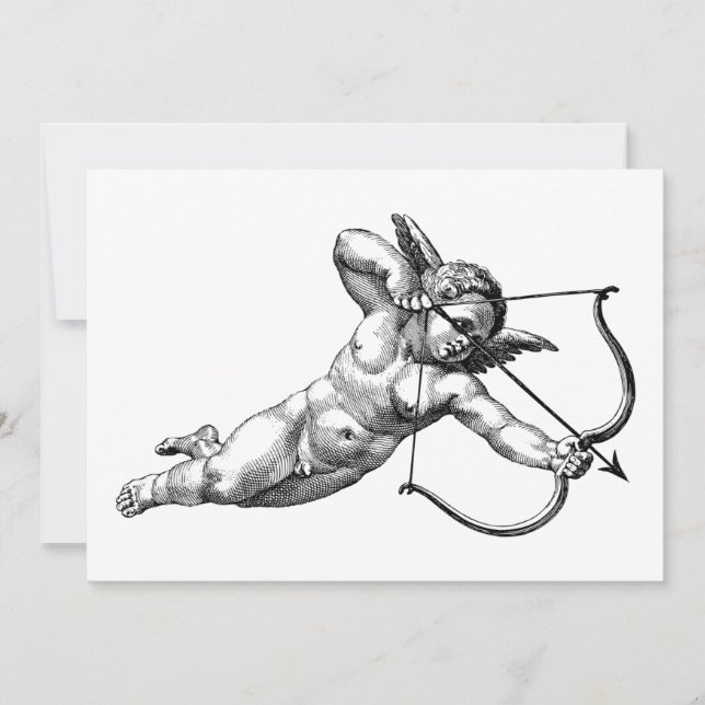 Invitación Querubín Antiguo Cupido Amor (Anverso)