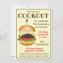 Invitación Queso Burger Cheeseburger BBQ Cocina de Barbacoa