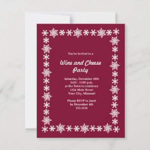 Invitación Queso de Vino Tinto de Fiesta de Navidad Burgundy 