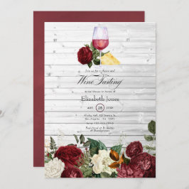 Invitación Queso floral de Borgoña y ducha de novia de vino