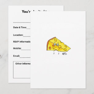 Invitación Queso personalizado. Maduro. cumpleaños