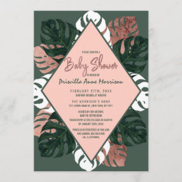 Invitación Queso suizo Baby Shower del oro verde del rosa