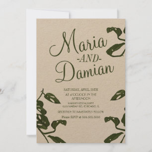 Invitación Queso Tropical Monstera Vid Kraft Boda