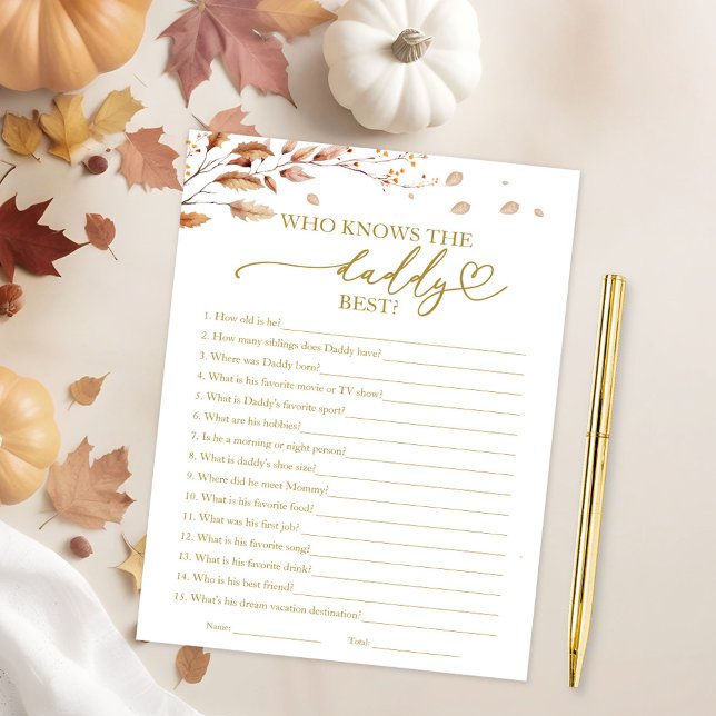 Invitación Quién conoce el juego de Baby Shower de papi mejor (Subido por el creador)