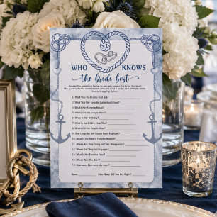 Invitación ¿Quién Conoce Mejor a la Novia Juego Boda Náutica