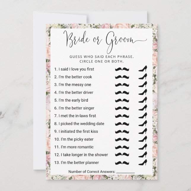 Invitación ¿Quién conoce mejor a la pareja? (Anverso)