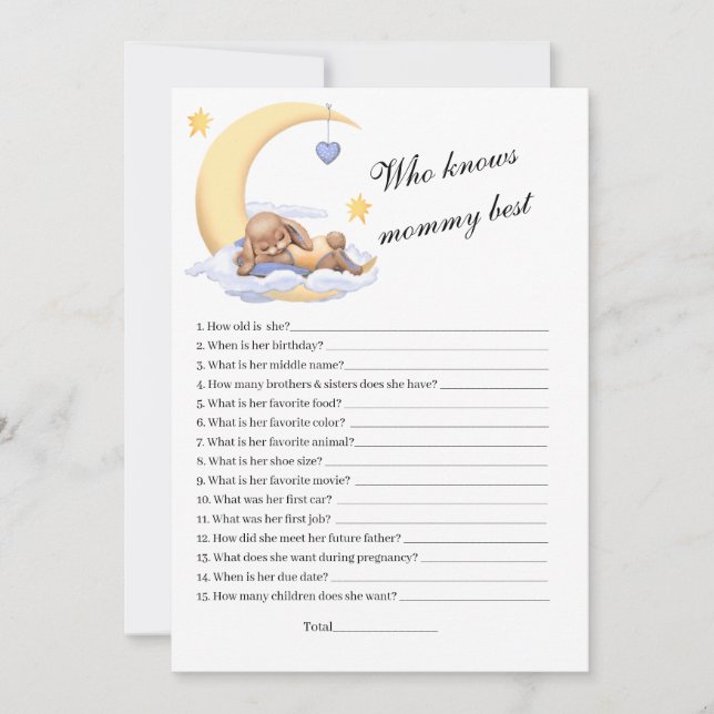 Invitación Quién conoce mejor a mamá. (Anverso)