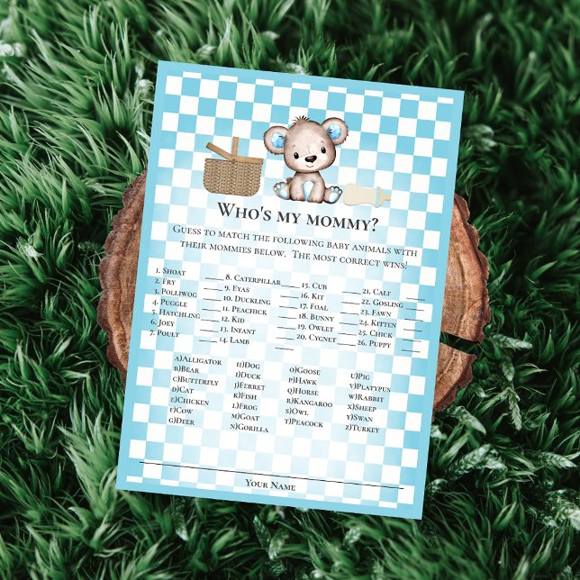 Invitación ¿Quién es mi mami cute Teddy Bear Baby Game Card? (Subido por el creador)