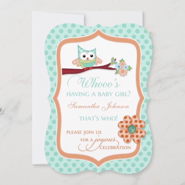 Invitación ¿Quién está teniendo una niña? Aqua y pae (Anverso)