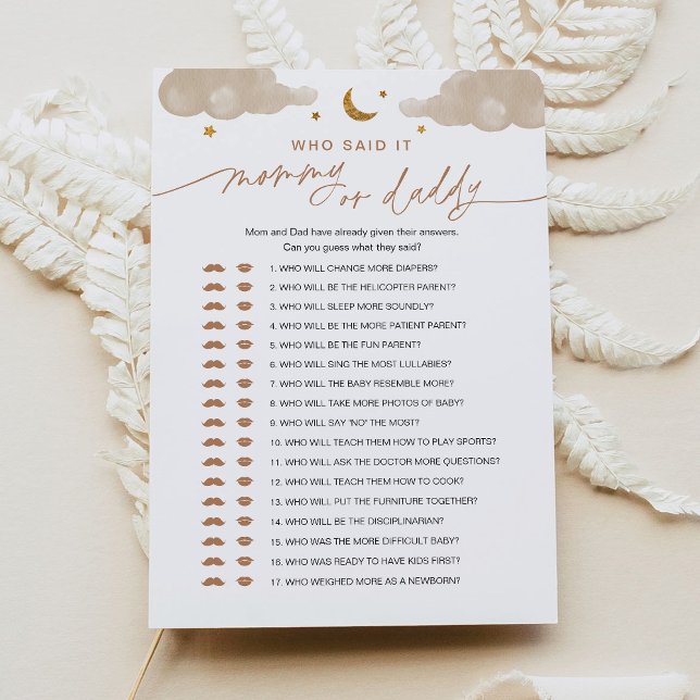 Invitación Quién lo dijo mamá o papá juego de bebé Estrella d (Subido por el creador)