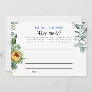 Invitación ¿Quién soy? Juego de ducha de novia