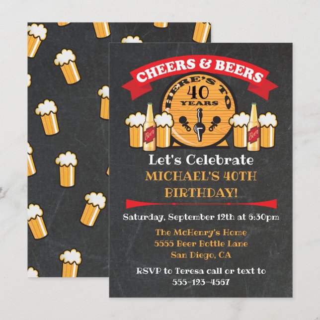 Invitación Quienes celebran el cumpleaños de las cervezas (Anverso / Reverso)