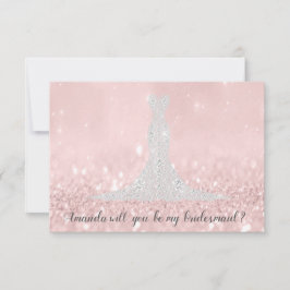 Invitación ¿Quiere usted Purpurina de la dama de honor rosado