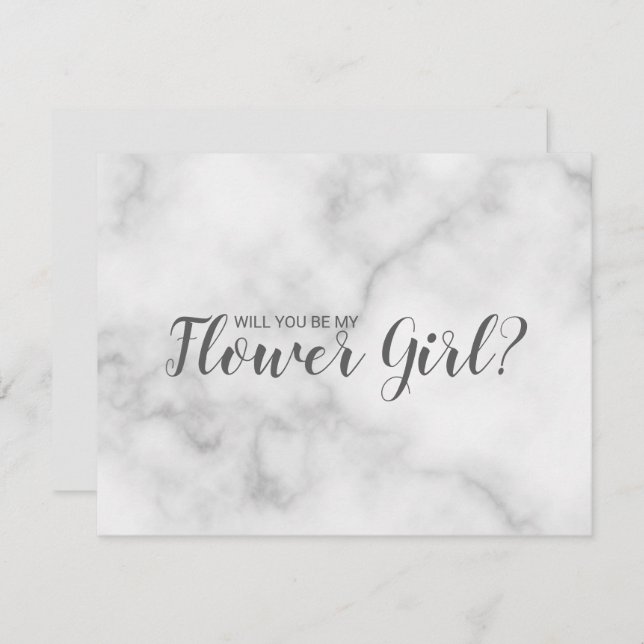 Invitación ¿Quieres Ser Mi Dama de Flores? Elegante Escritura (Anverso / Reverso)